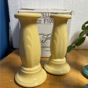 Fiesta - Pale Yellow Tapered Candlesticks Homer Laughlin Set of 2 No Box new